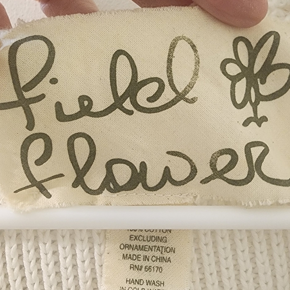 Anthropologie Field&Flower White and Yellow Floral Knit Top, Size Small, Cotton. - Picture 5 of 12